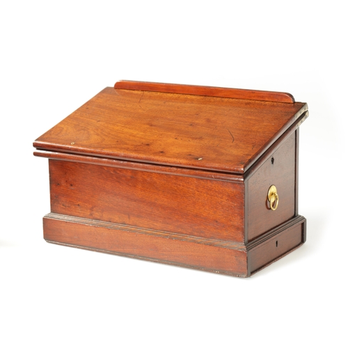 370 - AN UNUSUAL GEORGE II MAHOGANY DESK / WRITING BOX with adjustable baize lined top above a fitted long... 