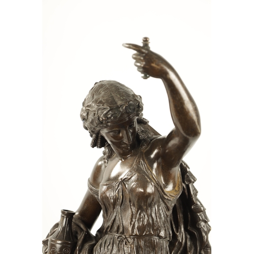 404 - A 19TH CENTURY BRONZE FIGURAL SCULPTURE depicting a classical standing lady (56cm high )