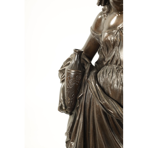 404 - A 19TH CENTURY BRONZE FIGURAL SCULPTURE depicting a classical standing lady (56cm high )