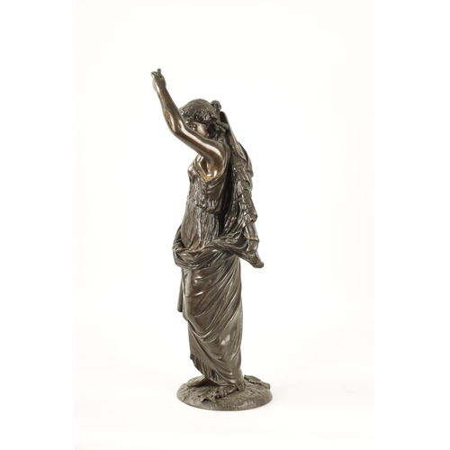 404 - A 19TH CENTURY BRONZE FIGURAL SCULPTURE depicting a classical standing lady (56cm high )