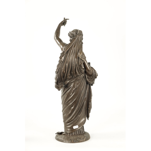 404 - A 19TH CENTURY BRONZE FIGURAL SCULPTURE depicting a classical standing lady (56cm high )