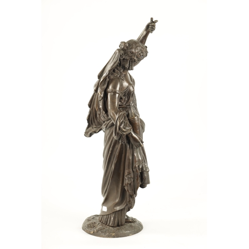 404 - A 19TH CENTURY BRONZE FIGURAL SCULPTURE depicting a classical standing lady (56cm high )