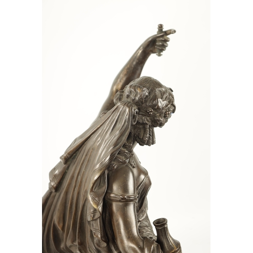 404 - A 19TH CENTURY BRONZE FIGURAL SCULPTURE depicting a classical standing lady (56cm high )