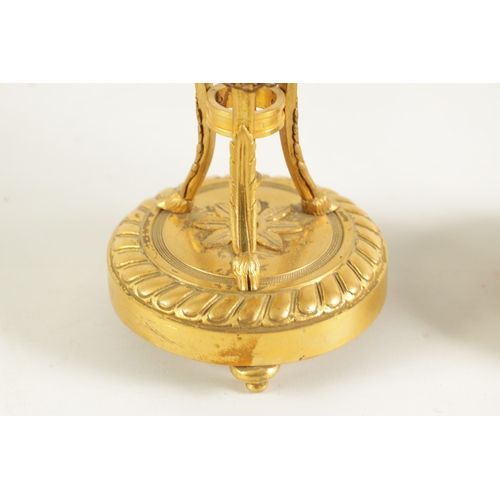 432 - A PAIR OF LATE 19TH CENTURY FRENCH ORMOLU AND CHAMPLEVE ENAMEL CASSOLETTES the domed lids reversing ... 