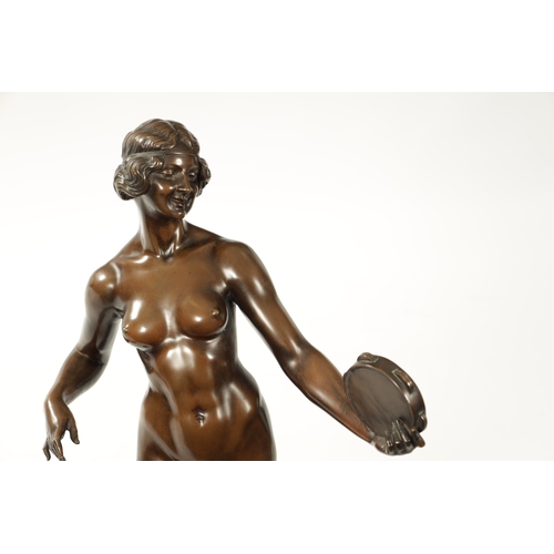 433 - PRF. TUCH (BRUNO ZACH) A LATE 19TH CENTURY BRONZE STANDING FIGURE OF A YOUNG MAIDEN modelled nude in... 