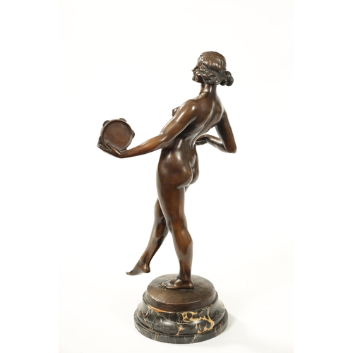 433 - PRF. TUCH (BRUNO ZACH) A LATE 19TH CENTURY BRONZE STANDING FIGURE OF A YOUNG MAIDEN modelled nude in... 