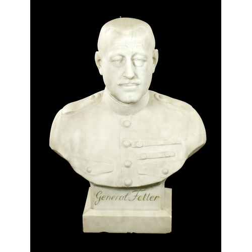 436 - ANTOINE SARTORIO (1885-1988) AN EARLY 20TH CENTURY WHITE MARBLE BUST inscribed 'General Fetter