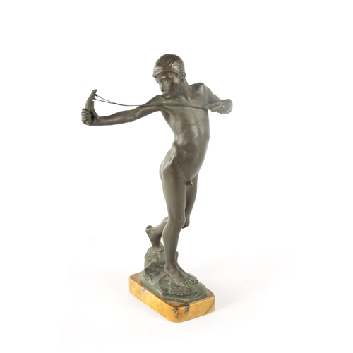 469 - SIR WILLIAM REID DICK (1879 - 1961) AN EARLY 20TH CENTURY BRONZE FIGURE “SLINGSHOT BOY” depicting a ... 