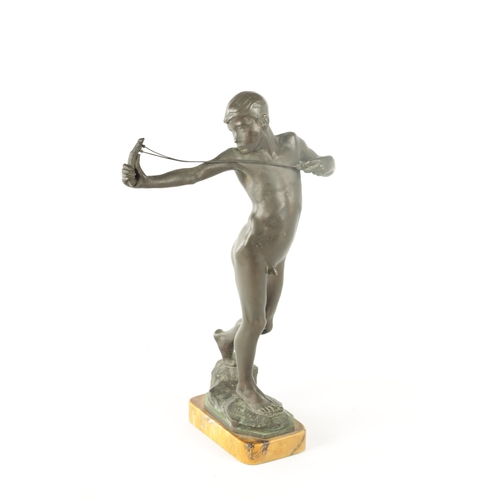 469 - SIR WILLIAM REID DICK (1879 - 1961) AN EARLY 20TH CENTURY BRONZE FIGURE “SLINGSHOT BOY” depicting a ... 