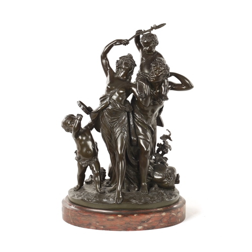 473 - AFTER CLAUDE MICHEL CLODION. A 19TH CENTURY PATINATED BRONZE FIGURAL SCULPTURE 'The Family of Faun' ... 