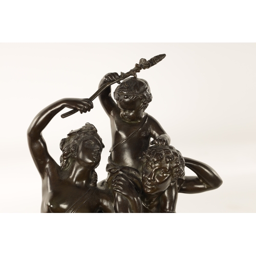 473 - AFTER CLAUDE MICHEL CLODION. A 19TH CENTURY PATINATED BRONZE FIGURAL SCULPTURE 'The Family of Faun' ... 