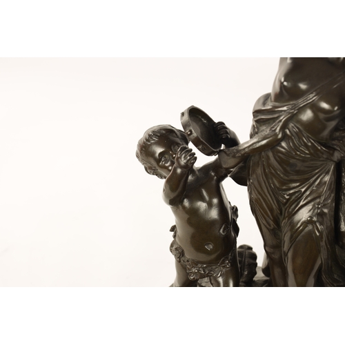 473 - AFTER CLAUDE MICHEL CLODION. A 19TH CENTURY PATINATED BRONZE FIGURAL SCULPTURE 'The Family of Faun' ... 