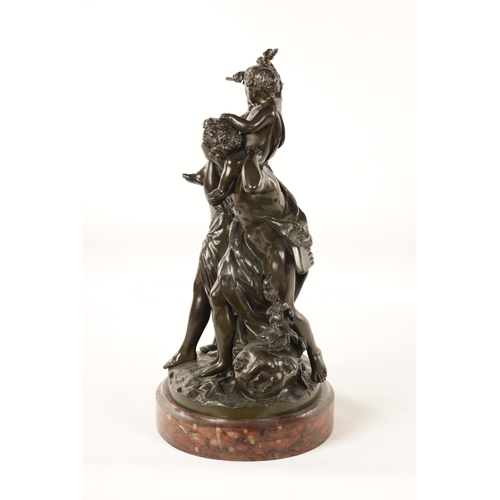 473 - AFTER CLAUDE MICHEL CLODION. A 19TH CENTURY PATINATED BRONZE FIGURAL SCULPTURE 'The Family of Faun' ... 