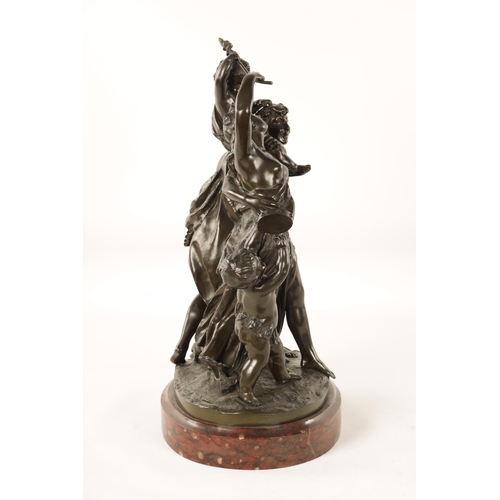 473 - AFTER CLAUDE MICHEL CLODION. A 19TH CENTURY PATINATED BRONZE FIGURAL SCULPTURE 'The Family of Faun' ... 