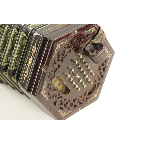 527 - LACHENAL & CO. LONDON. A NICKEL BUTTONED CONCERTINA with nickel enlarged floral decoration on pierce... 