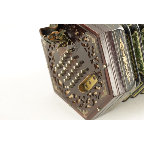 527 - LACHENAL & CO. LONDON. A NICKEL BUTTONED CONCERTINA with nickel enlarged floral decoration on pierce... 