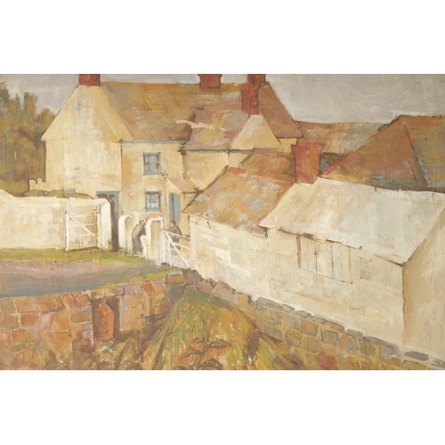 544 - FRANK STEWARD. A 20TH CENTURY OIL ON CANVAS “FARM AT THE LIZARD” signed and inscribed on reverse - i... 