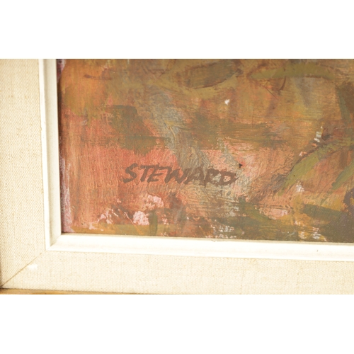 544 - FRANK STEWARD. A 20TH CENTURY OIL ON CANVAS “FARM AT THE LIZARD” signed and inscribed on reverse - i... 