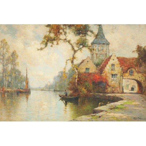 550 - ALFRED DE BREANSKI JNR A PAIR OF OILS ON CANVAS Inscribed on reverse 'On a Dutch Canal' and 'Evening... 