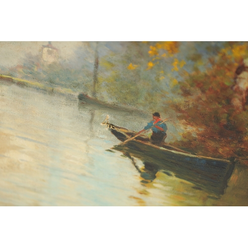 550 - ALFRED DE BREANSKI JNR A PAIR OF OILS ON CANVAS Inscribed on reverse 'On a Dutch Canal' and 'Evening... 