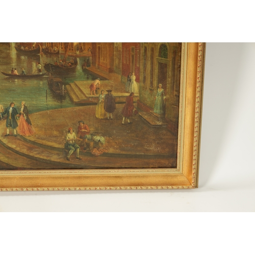 554 - A LARGE 19TH CENTURY OIL ON CANVAS VIEW ON THE GRAND CANEL, VENICE laid on board with later gilt fra... 