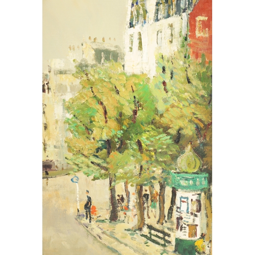 555 - JACQUES BOUYSSOU (FRENCH, 1926 - 1997) A20TH CENTURY OIL ON CANVAS a French street scene, inscribed ... 