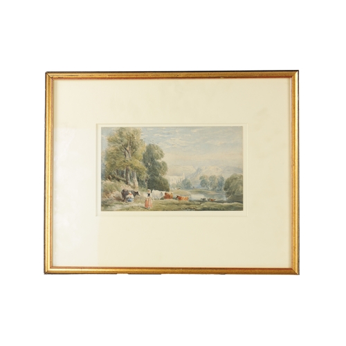 556 - DAVID COX SENIOR (1783 - 1859) WATERCOLOUR OF BOLTON ABBEY, Chris Beetle invoice to the reverse - in... 