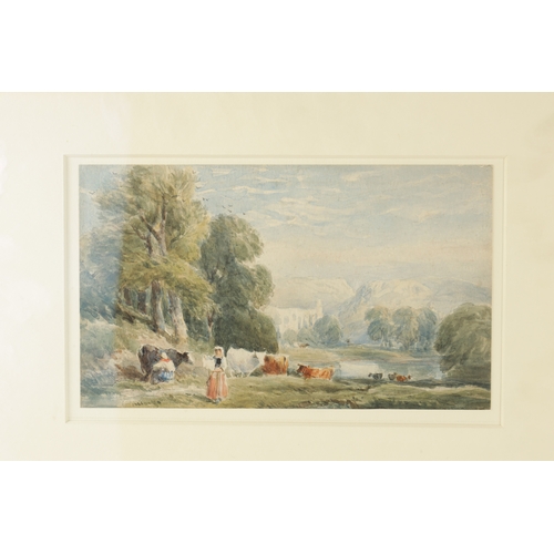 556 - DAVID COX SENIOR (1783 - 1859) WATERCOLOUR OF BOLTON ABBEY, Chris Beetle invoice to the reverse - in... 