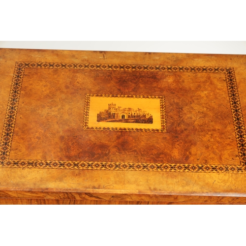 1020 - A GOOD VICTORIAN BURR WALNUT AND TUNBRIDGE WARE INLAID WORK BOX / GAMES TABLE with revolving inlaid ... 