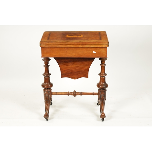 1020 - A GOOD VICTORIAN BURR WALNUT AND TUNBRIDGE WARE INLAID WORK BOX / GAMES TABLE with revolving inlaid ... 