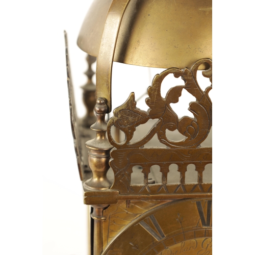 643 - RICHARD GREENHILL, CANTERBURY FECIT. A 17TH CENTURY LANTERN CLOCK WITH LATER MOVEMENT the posted fra... 