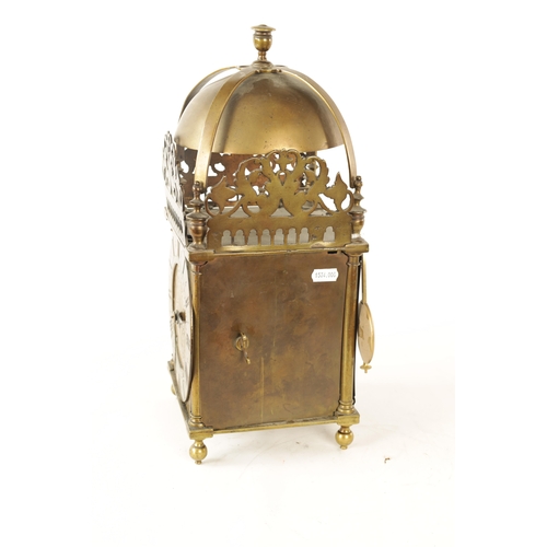 643 - RICHARD GREENHILL, CANTERBURY FECIT. A 17TH CENTURY LANTERN CLOCK WITH LATER MOVEMENT the posted fra... 