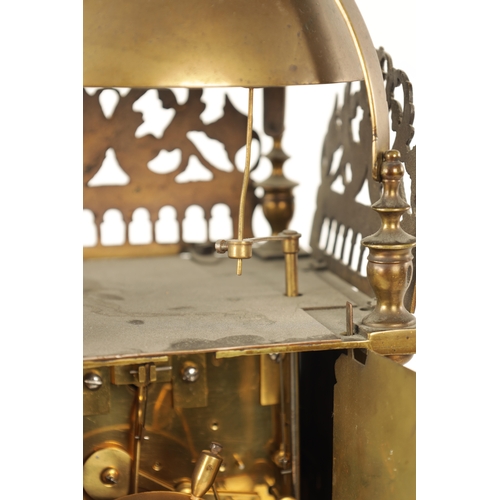 643 - RICHARD GREENHILL, CANTERBURY FECIT. A 17TH CENTURY LANTERN CLOCK WITH LATER MOVEMENT the posted fra... 