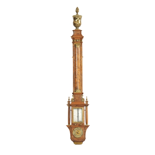 645 - AN 18TH CENTURY STYLE WALNUT STICK BAROMETER SIGNED THOMAS TOMPION. The recording pointers operated ... 