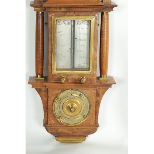 645 - AN 18TH CENTURY STYLE WALNUT STICK BAROMETER SIGNED THOMAS TOMPION. The recording pointers operated ... 