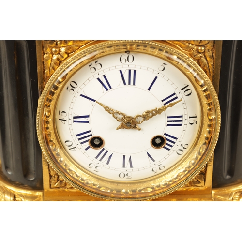 646 - A MID 19TH CENTURY FRENCH BRONZE AND ORMOLU FIGURAL MANTEL CLOCK the case surmounted by a patinated ... 