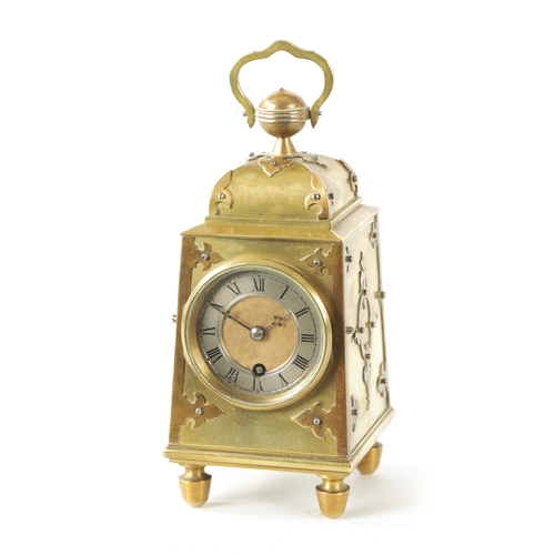 647 - A LATE 19TH CENTURY FRENCH INDUSTRIAL GOTHIC STYLE MANTEL CLOCK FORMED AS A HANGING LANTERN of taper... 