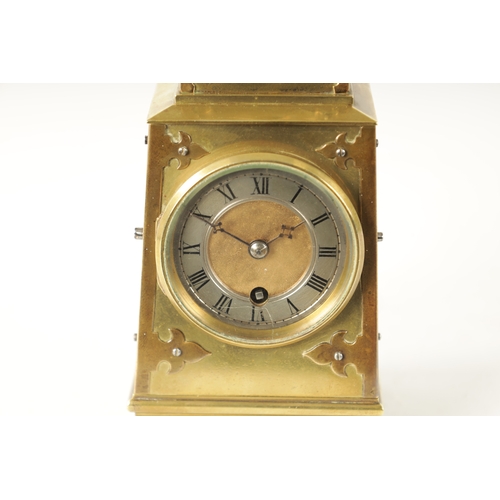 647 - A LATE 19TH CENTURY FRENCH INDUSTRIAL GOTHIC STYLE MANTEL CLOCK FORMED AS A HANGING LANTERN of taper... 