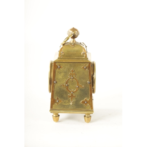 647 - A LATE 19TH CENTURY FRENCH INDUSTRIAL GOTHIC STYLE MANTEL CLOCK FORMED AS A HANGING LANTERN of taper... 