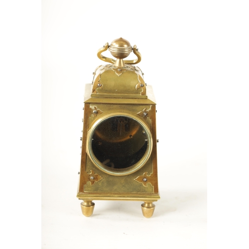 647 - A LATE 19TH CENTURY FRENCH INDUSTRIAL GOTHIC STYLE MANTEL CLOCK FORMED AS A HANGING LANTERN of taper... 