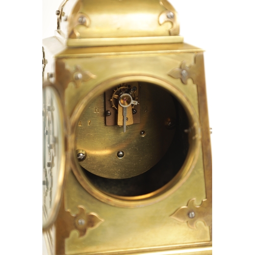 647 - A LATE 19TH CENTURY FRENCH INDUSTRIAL GOTHIC STYLE MANTEL CLOCK FORMED AS A HANGING LANTERN of taper... 