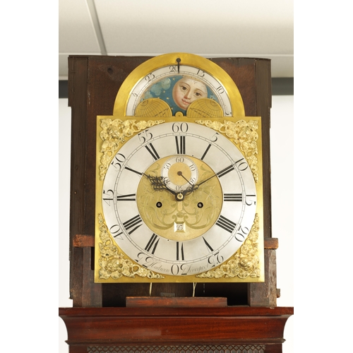 648 - HADWEN, LIVERPOOL. A GEORGE III FIGURED MAHOGANY 8 DAY MOON DIAL LONGCASE CLOCK No. 315 the 13