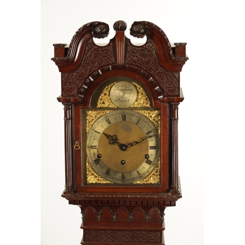 657 - AN EARLY 20TH CENTURY MINIATURE MAHOGANY CHIPPENDALE STYLE LONGCASE CLOCK with swan neck pediment ab... 