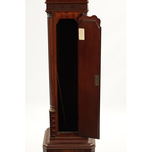 657 - AN EARLY 20TH CENTURY MINIATURE MAHOGANY CHIPPENDALE STYLE LONGCASE CLOCK with swan neck pediment ab... 