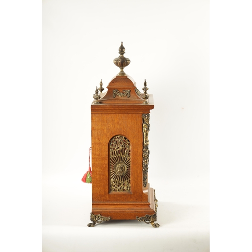 660 - A LARGE LATE 19TH CENTURY GERMAN DOUBLE FUSEE QUARTER CHIMING BRACKET CLOCK the ormolu mounted oak c... 