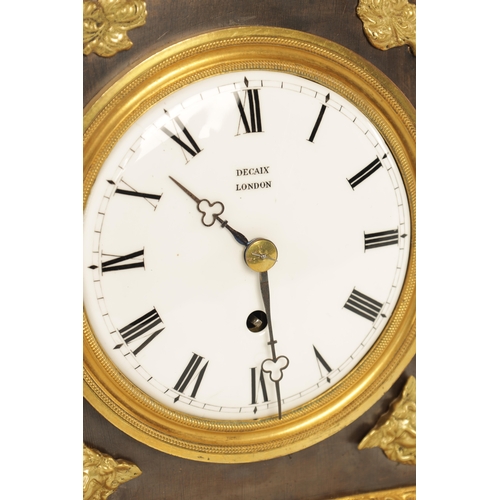 661 - DECAIX, LONDON. AN EARLY 19TH CENTURY BRONZE & ORMOLU TABLE CLOCK the case with brass hinged handle ... 