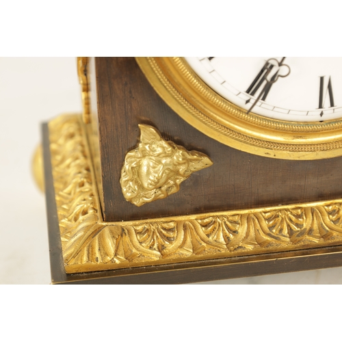 661 - DECAIX, LONDON. AN EARLY 19TH CENTURY BRONZE & ORMOLU TABLE CLOCK the case with brass hinged handle ... 