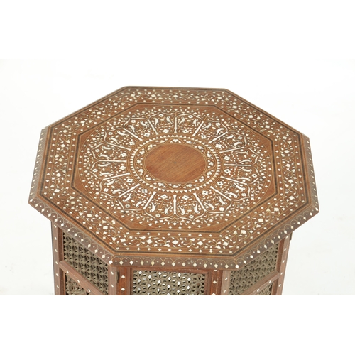 146 - A 19TH CENTURY ANGLO-INDIAN IVORY INLAID HARDWOOD FOLDING OCCASIONAL TABLE with finely inlaid shaped... 