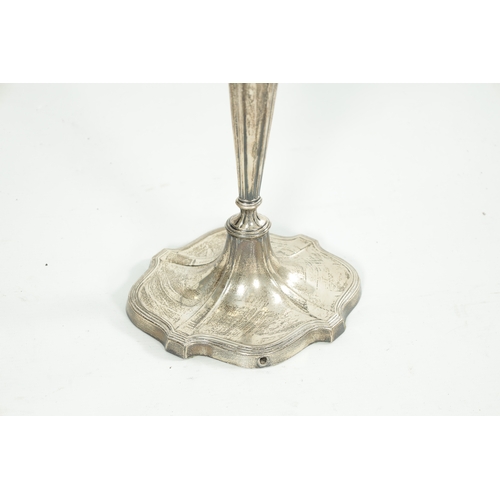 283 - AN EDWARDIAN SILVER OIL LAMP With fluted tapering stem and shaped base - Hawksworth, Eyre & Co Ltd. ... 