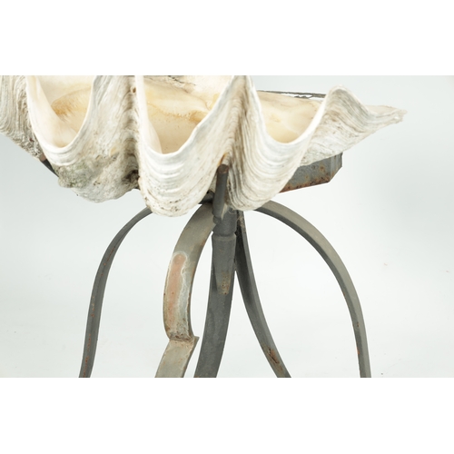 449 - AN IMPRESSIVE 19TH CENTURY SCALLOP SHELL THREE-TIER FOUNTAIN having a cast iron stand fitted with th... 